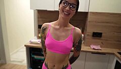 housemaid chokes on huge cock before facial after rough ass pounding close up