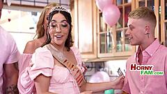 Latina Step Daughter's 18th Birthday Gangbang with Daddy and Uncle