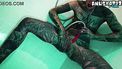 so this solo teen grabs her new shower wand toy and tests it out while masturbating in the bath till she squirts