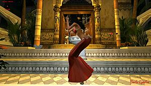 Fantasy girl shines as red belly dancer