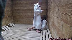 Wow! I Flash My Cock to a Teen Girl in Public Sauna and She Helps Me Cum with MissCreamy