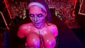 sinister nun teases with joi in hell