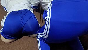 Students engage in a threesome after class, with stepsister licking the sex doll Candice's ass.