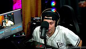 Bi Mejia gets fucked on podcast table, Ruan kisses her pierced nipples and toes.