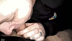 Woman provides detailed blowjob with deep sucking and full swallow on that hard cock.