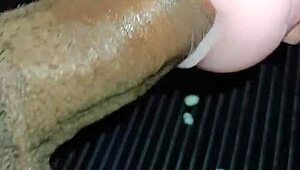 he gives kissy blowjob close up, then homemade fucking on desk with real doll until creampie fills her.